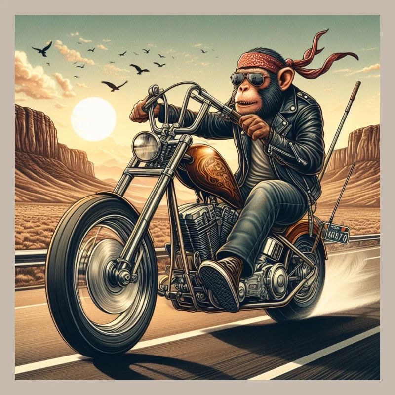 Cooler Affe auf einem Chopper