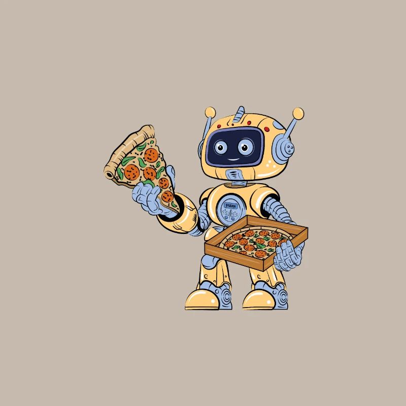 Robot eats pizza