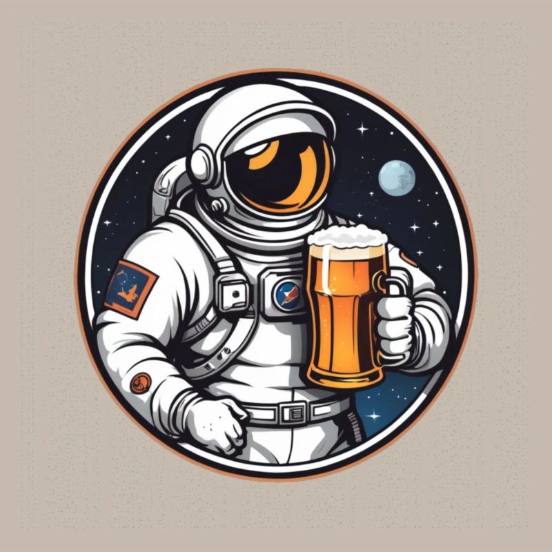 Astronaute avec de la bière dans l’espace