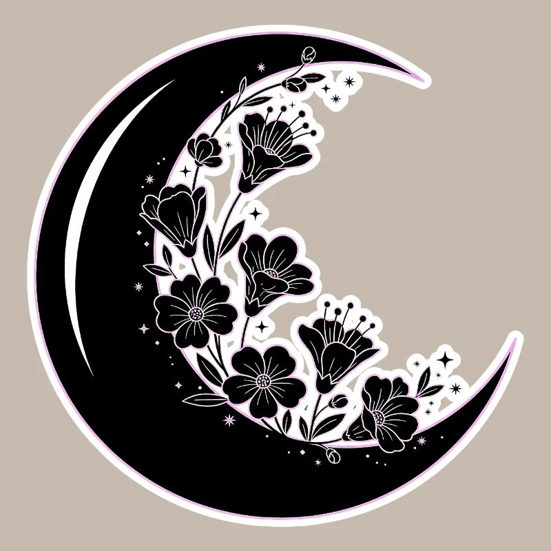 Illustration florale de la phase de lune