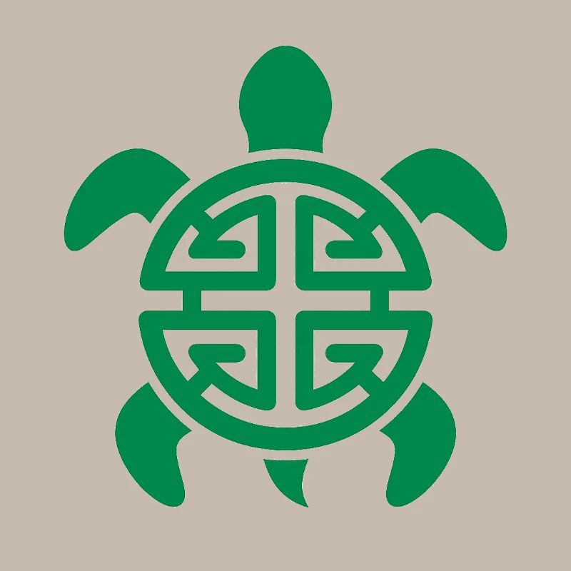 Geometric Lucky Turtle Pattern Green