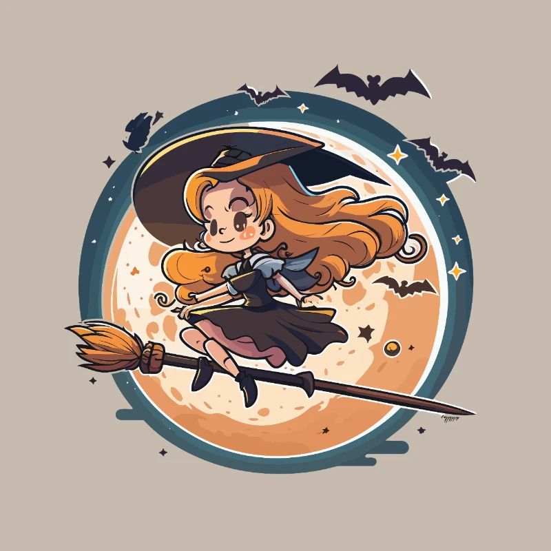 Moonlight Witch on Broom