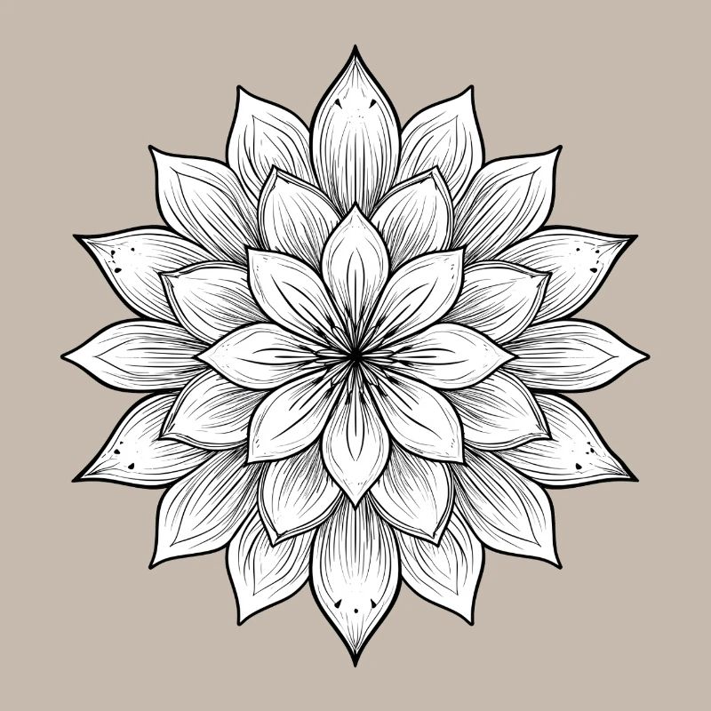 Blumenmandala mit feinen Blütenblättern, Ruhe und Harmonie