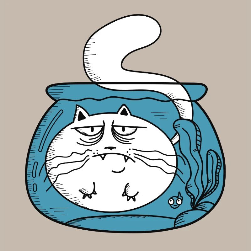 Cat in a goldfish jar