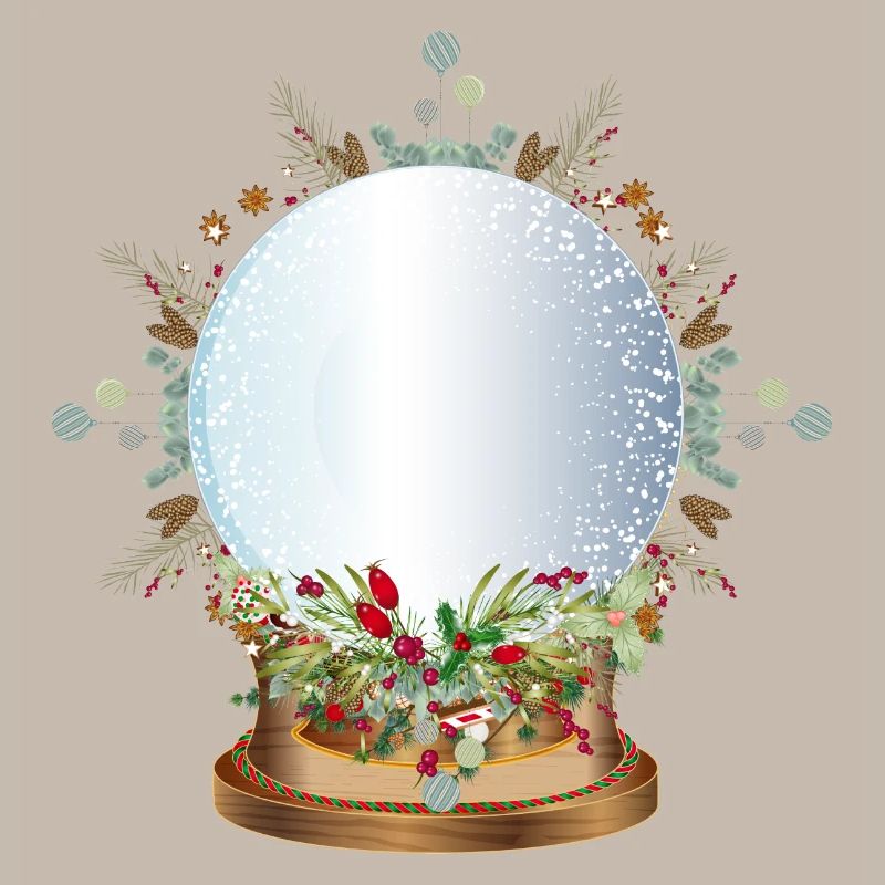 empty nostalgic snow globe to label