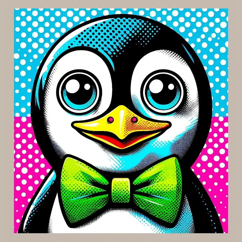 Pinguin mit Fliege Pop Art