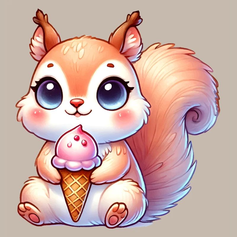 L’écureuil mignon déguste une glace colorée