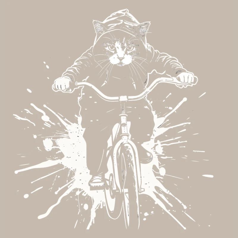 Radfahrende Katze