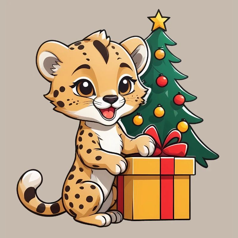 Cute leopard celebrating Christmas.