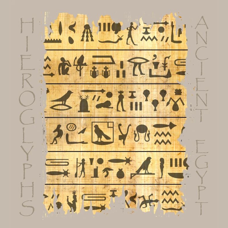 Torn papyri with hieroglyphics