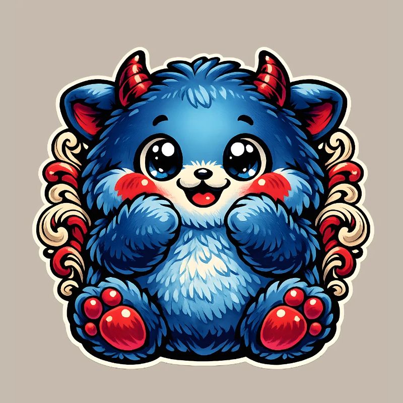 Blue cuddly panda with red paws