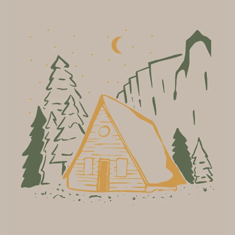 Nuit de cabane rustique au clair de lune