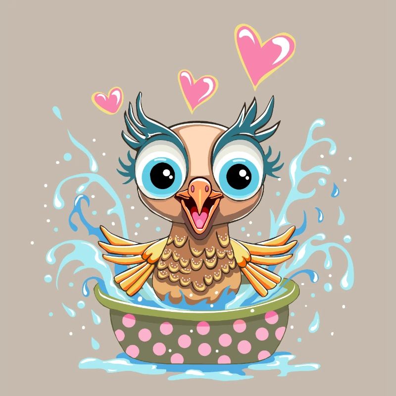 oiseau dans son bain