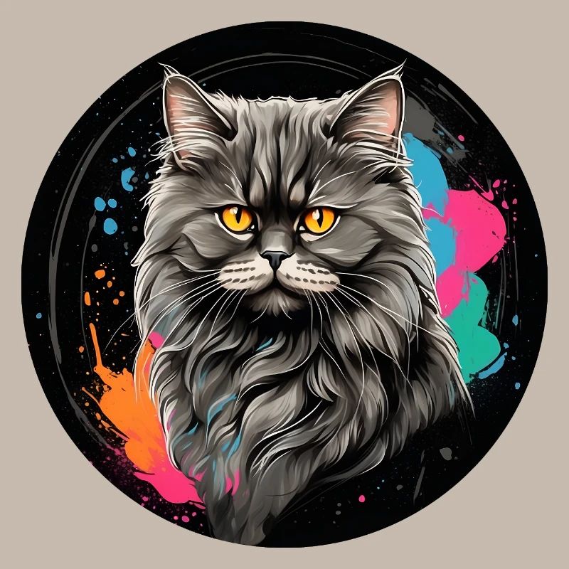Portrait mignon de chat persan avec des éclaboussures de couleur