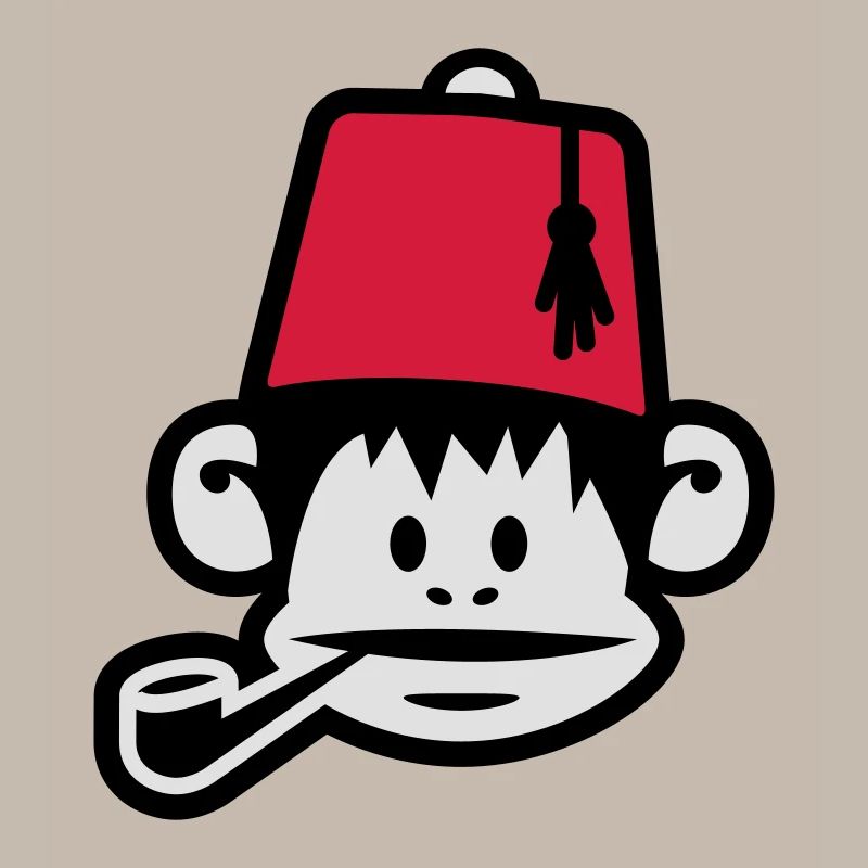 monkey fez ape primat affe pipe smoker