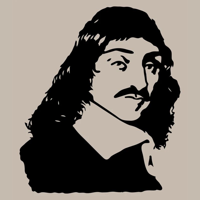 French philosopher Descartes bust drawing