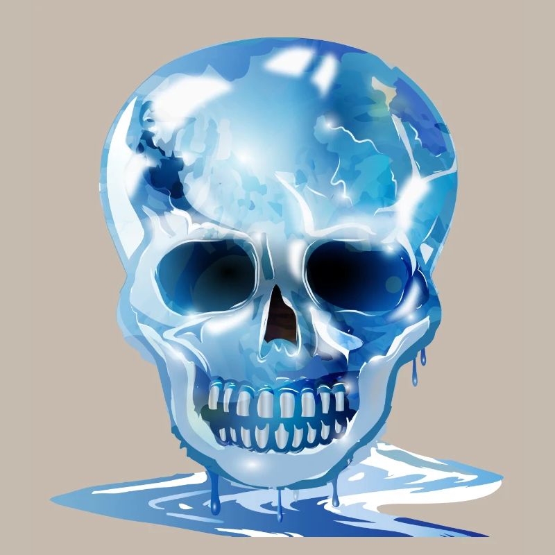 extravaganter schmelzender Totenkopf in Eis Farben