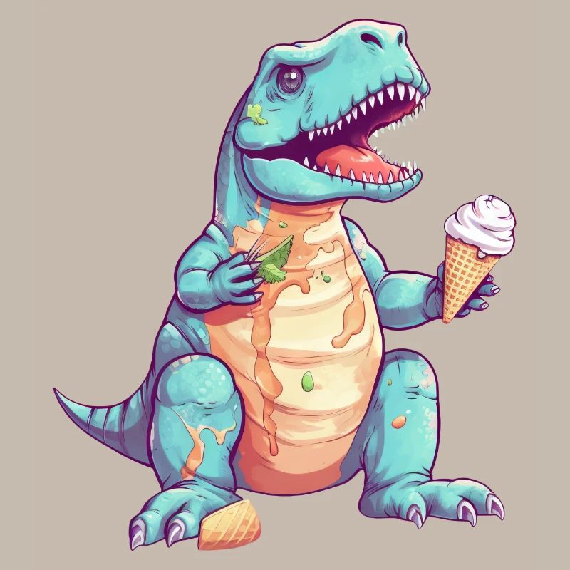 T-Rex genießt Eis - Witziges Dino Design