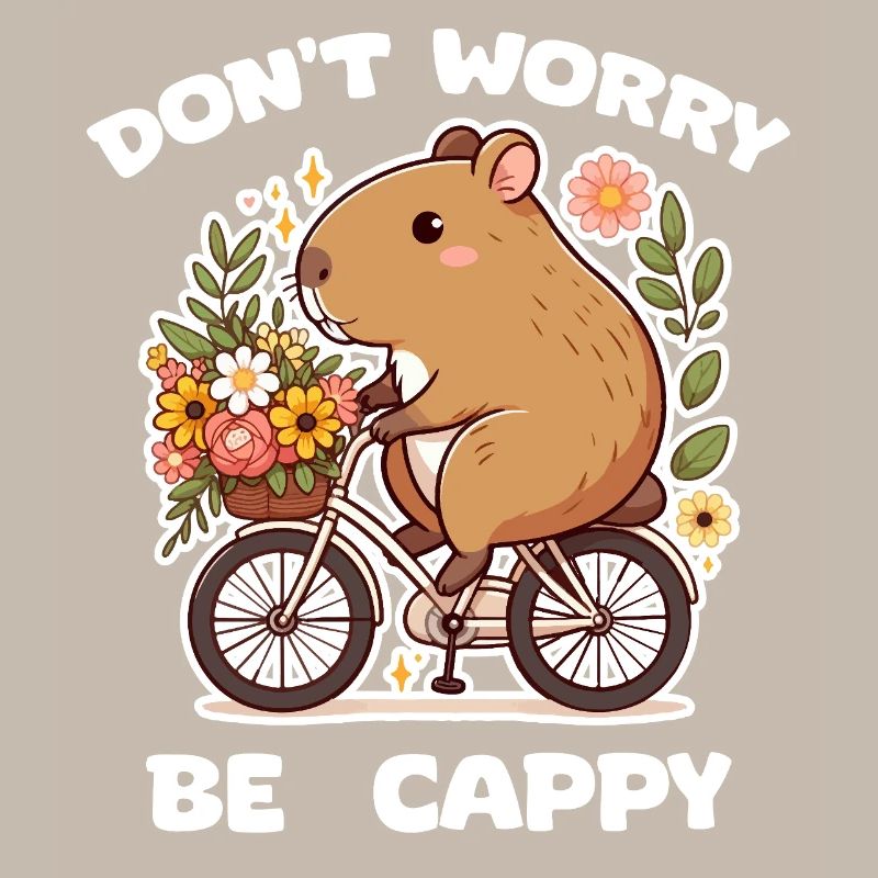 Capybara sur vélo fleuri