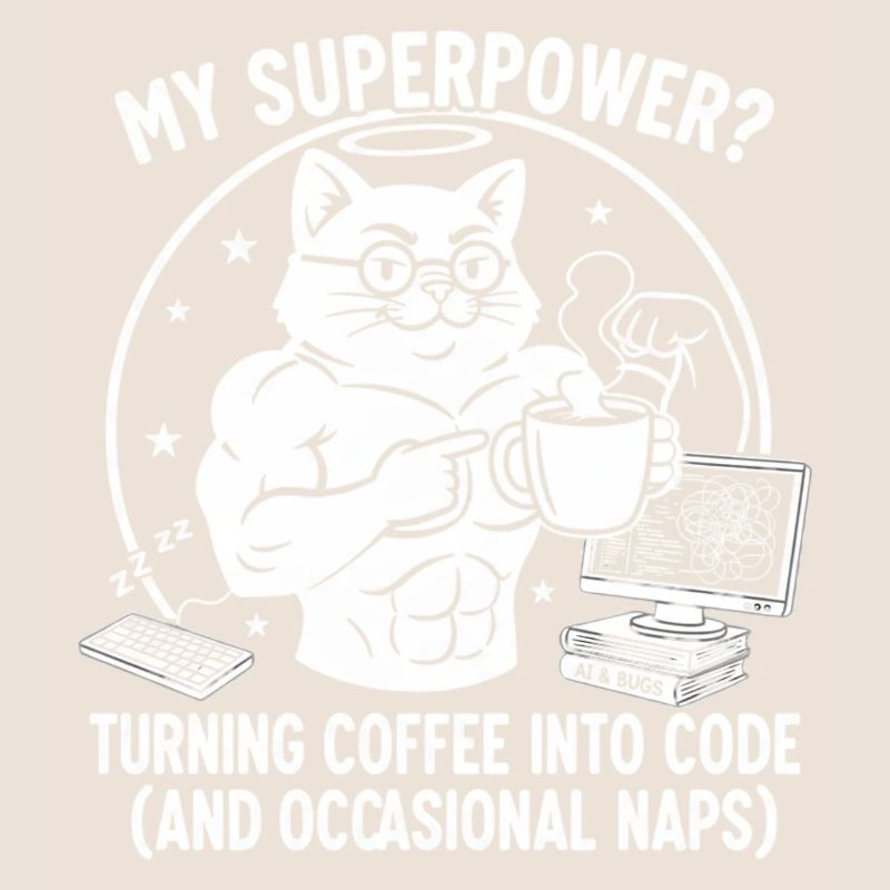 T-shirt Chat Codage Drôle - Superkraft Coffee