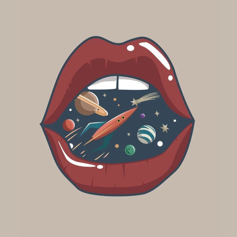Embrasser la bouche dans l'espace