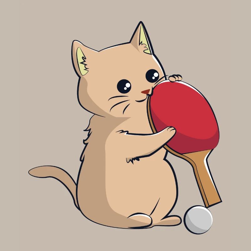 Le chat joue au ping-à-table