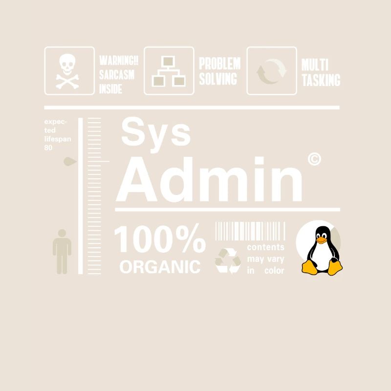 Sys Admin Penguin Computer Nerd pc Board cpu inh