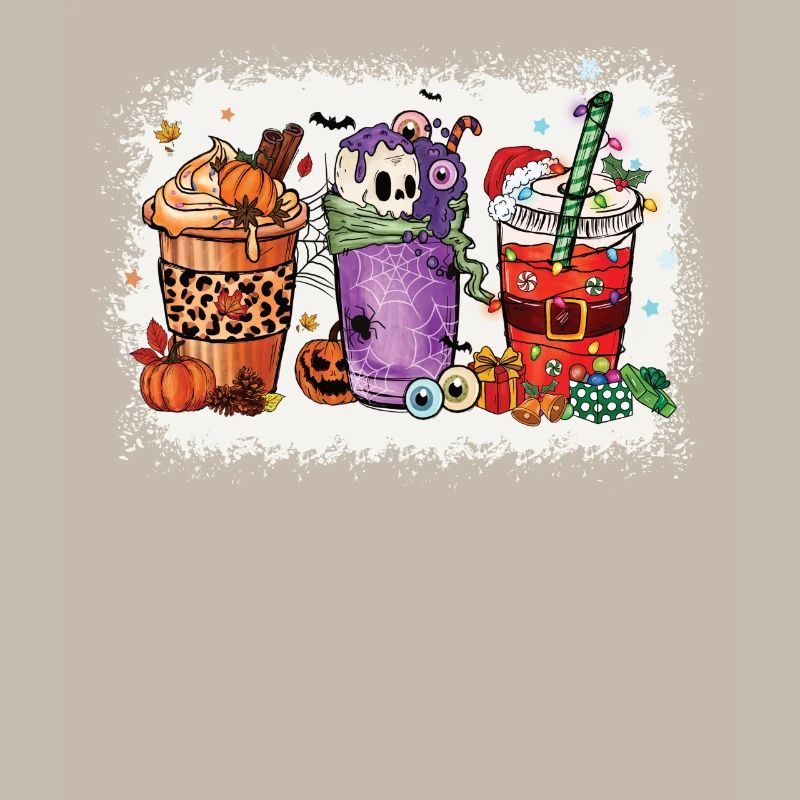 Coffee Cups Hallothanksmas Bleached