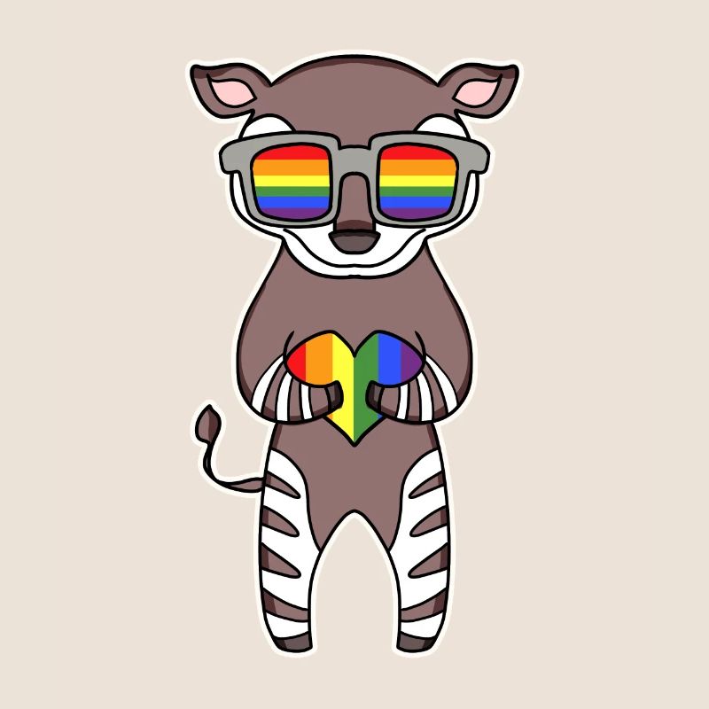 Rainbow - Okapi with glasses