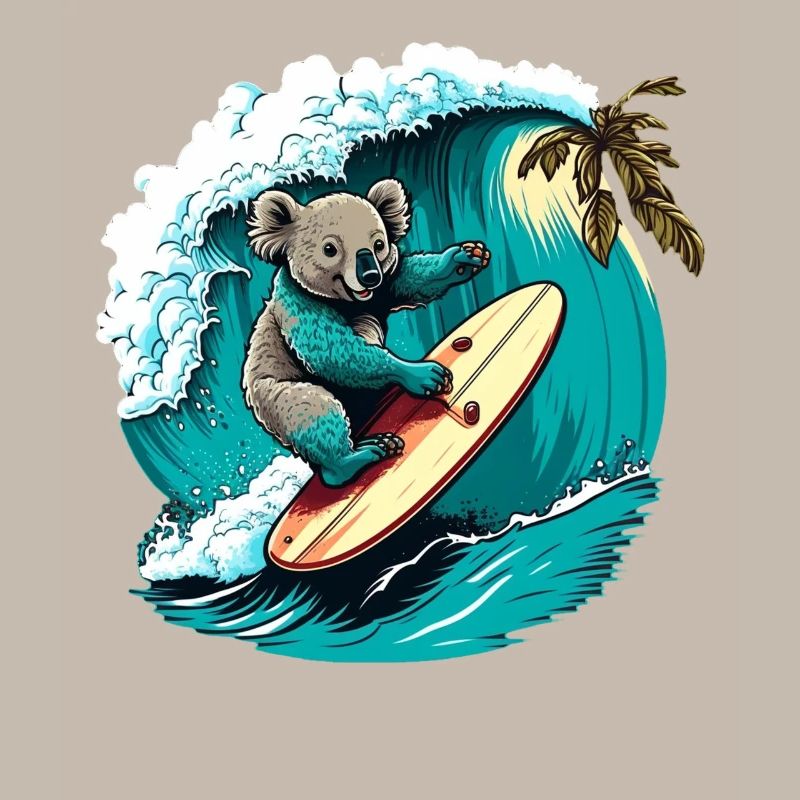 Koala s’amuse à surfer