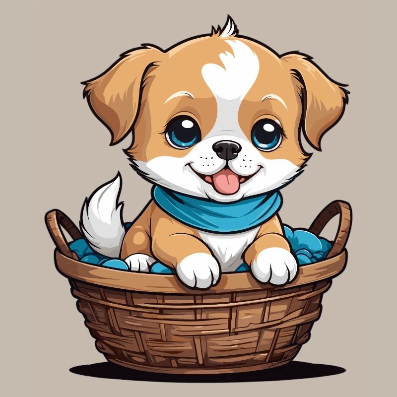 Chien mignon dans un panier pour chien