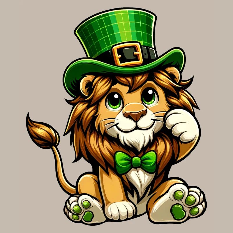 Dessin animé mignon de la Saint-Patrick de Lion