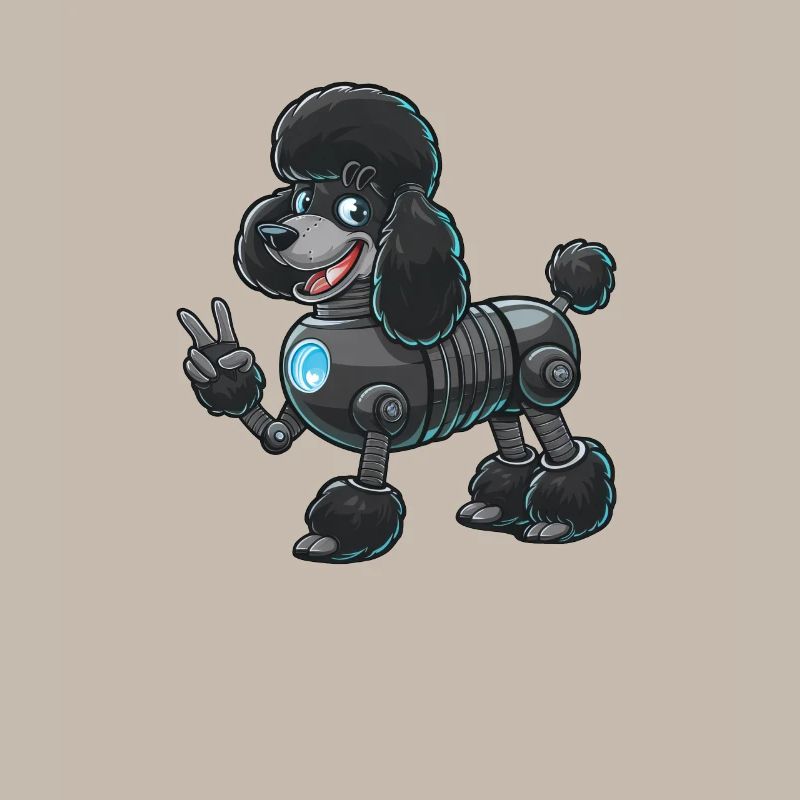 Cyborg Pudel mit Friedenszeichen Roboter Design