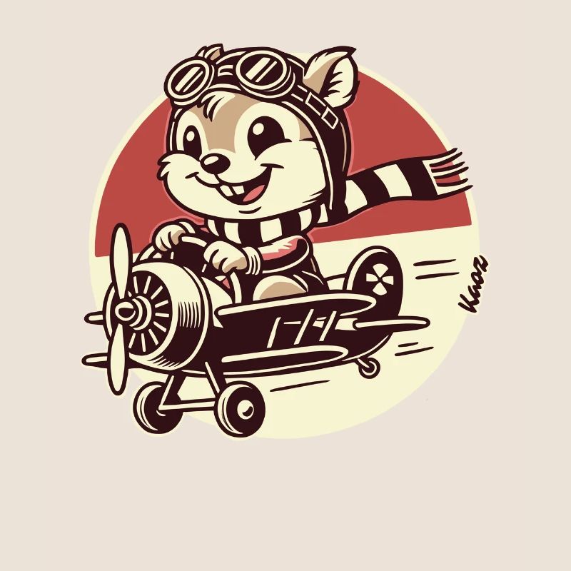 Lustiger Eichhörnchen Pilot im Propeller-Flugzeug