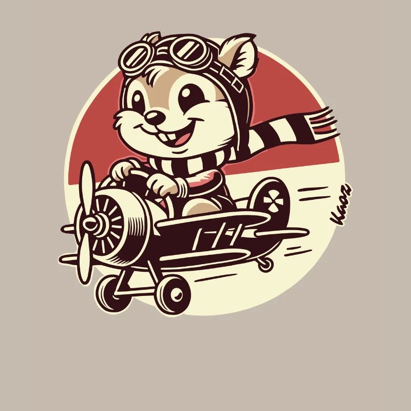 Lustiger Eichhörnchen Pilot im Propeller-Flugzeug