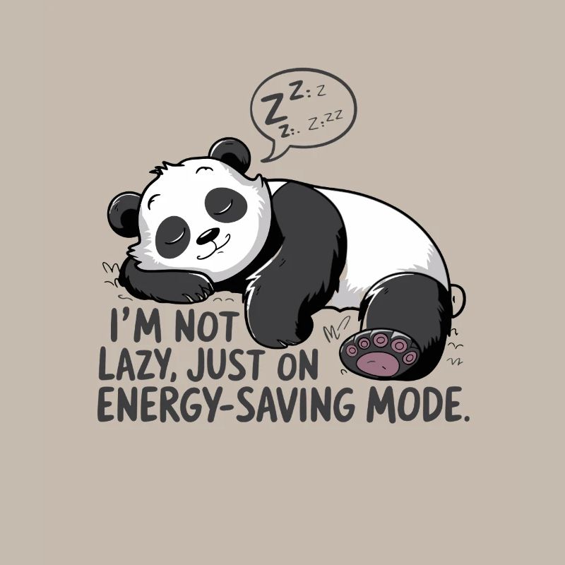 Lazy Panda in Power Saving Mode Relax and