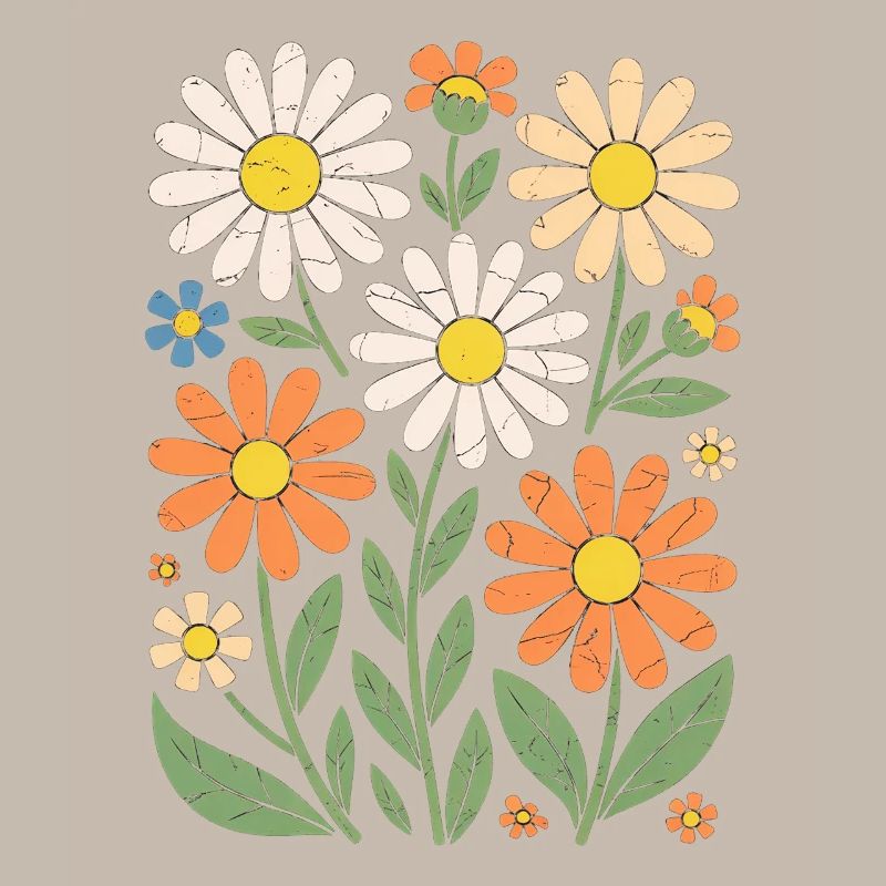 Boho Retro Gänseblümchen Muster Retro