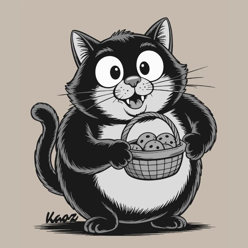 Gros chat avec des collations aux biscuits