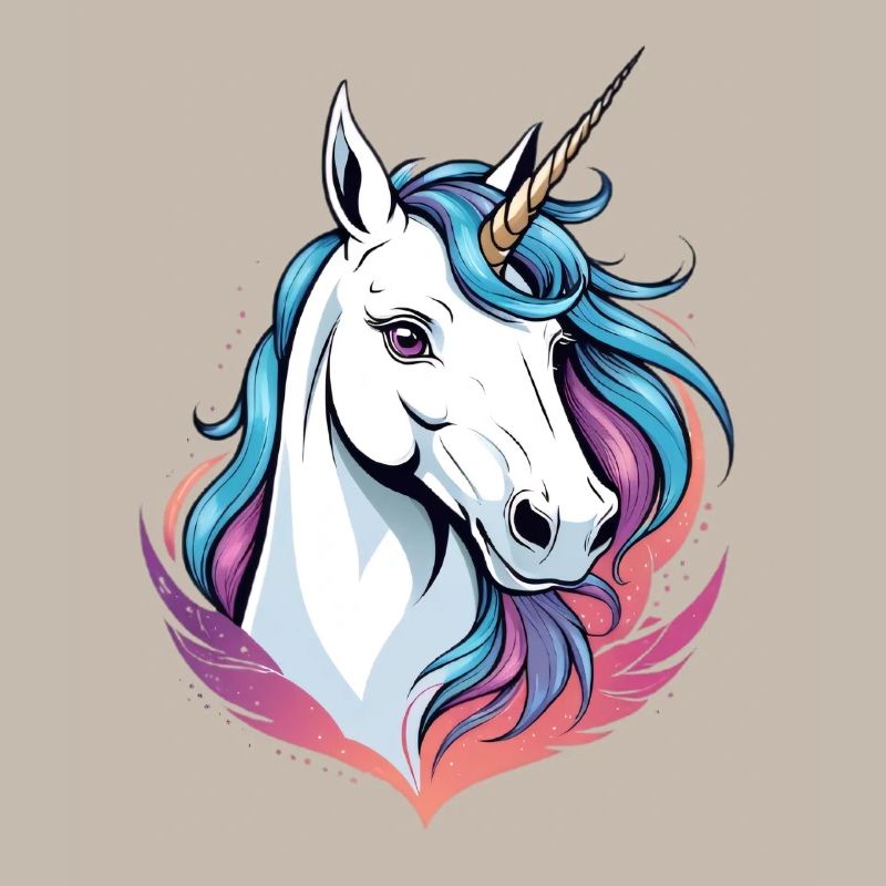 Magic unicorn head with colored mane