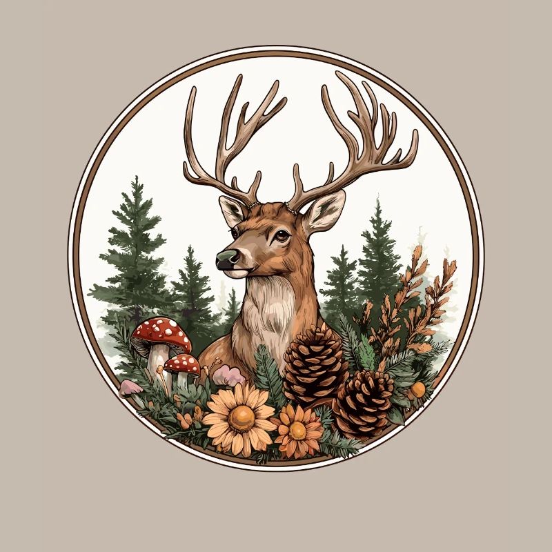 Cerf dans la forêt couronne