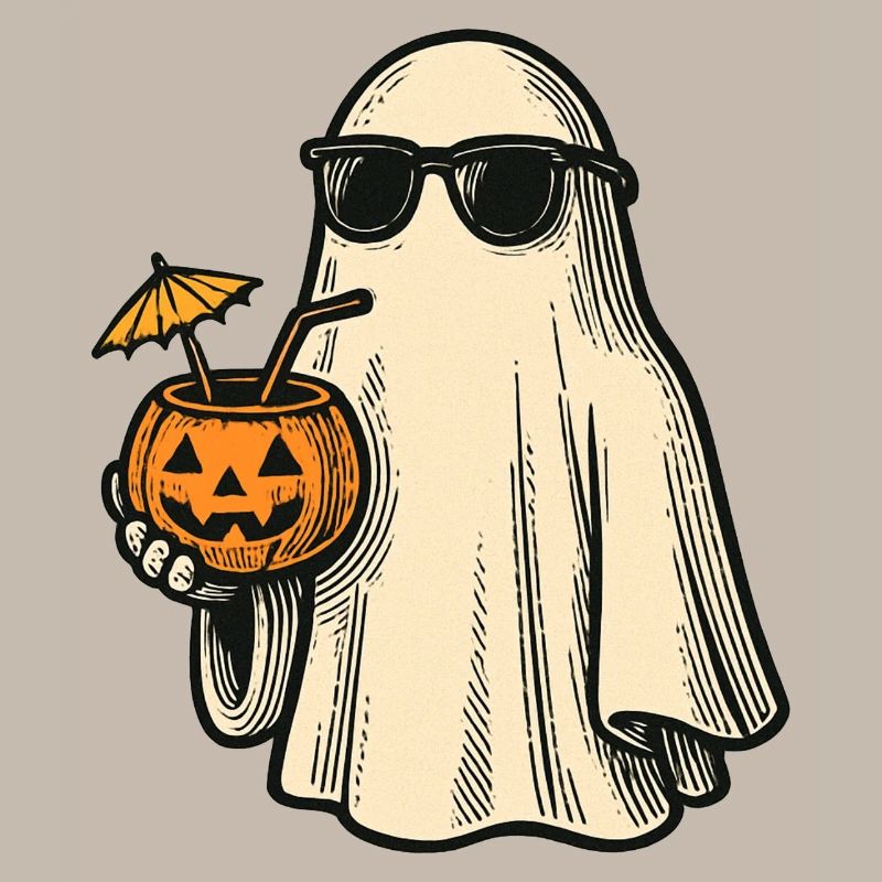 Cooles Halloweengespenst mit Cocktail