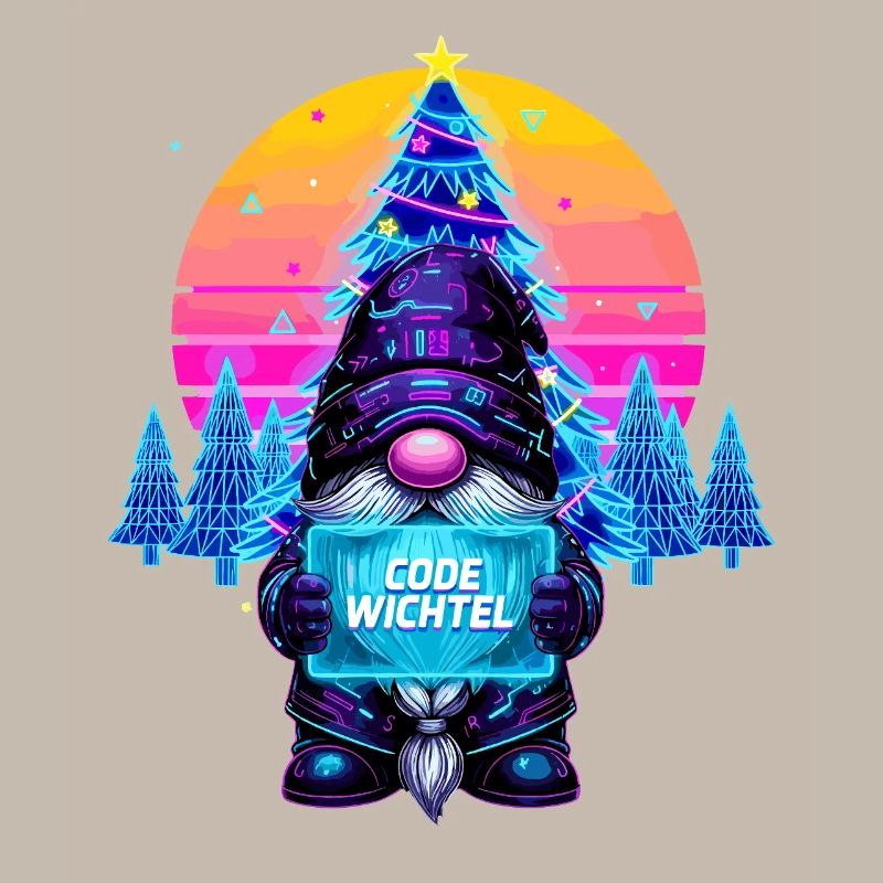 Cyberpunk Code Gnome - Synthwave Noël Nerd