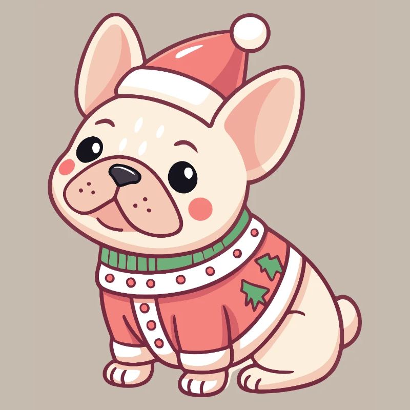 Chiot Noël en pull rouge