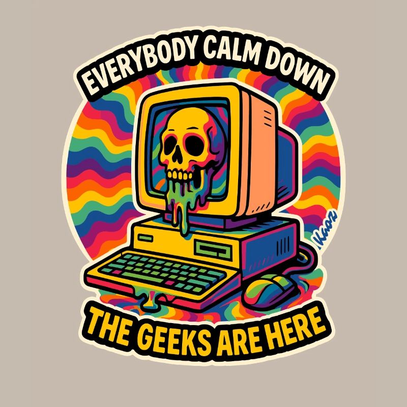 Geeks Are Here Retro Skull Computer