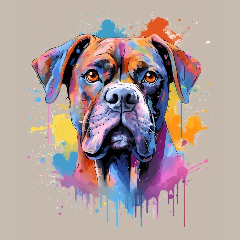 Chien boxer coloré à l’art éclaboussé