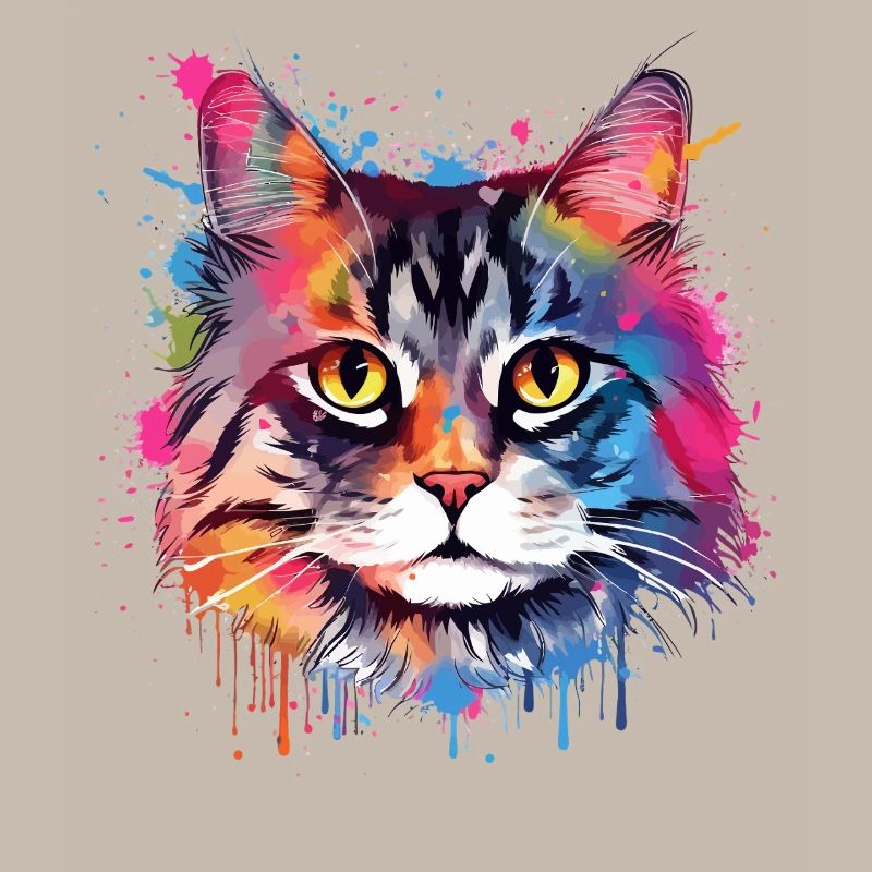 Art coloré éclaboussé Visage de chat américain à queue courte