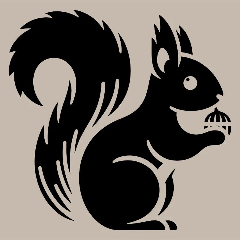 Minimalist Squirrel Silhouette with Nut