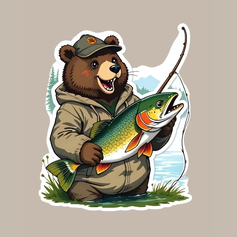 Anglerbär mit Forelle