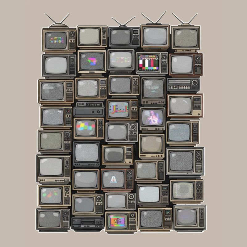 Retro Fernseh-Stack Collage