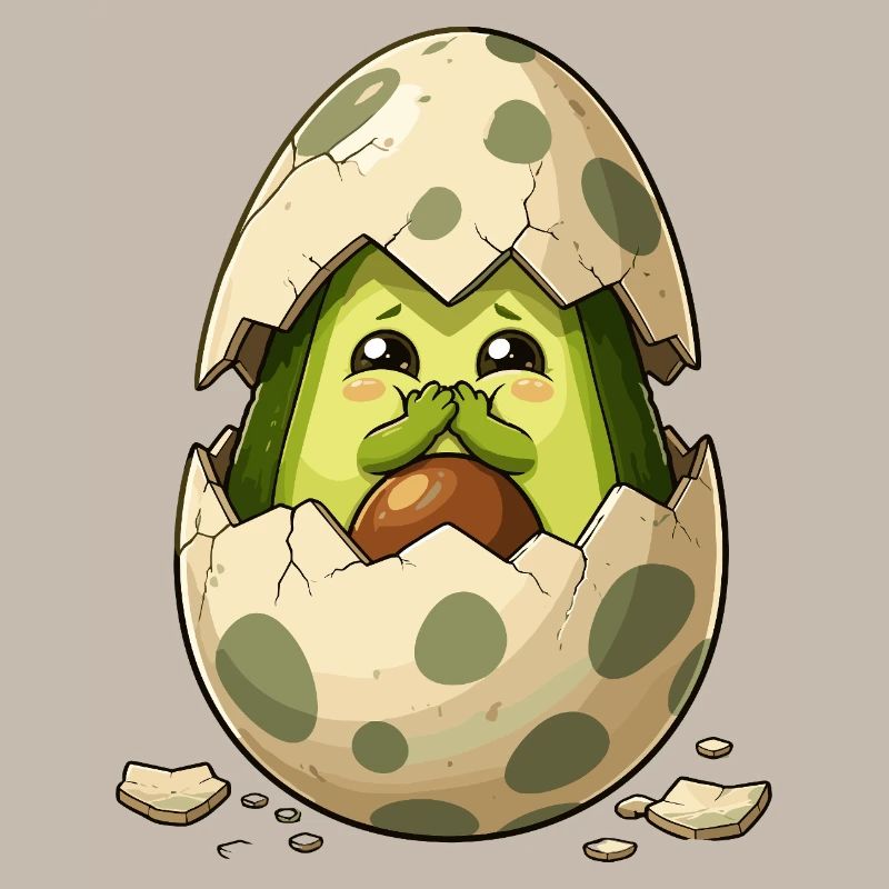 Avocado chicks from eggshell